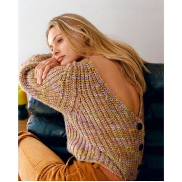 BA&SH HAILI MARLED CARDIGAN - YELLOW COMBO - Picture 2 of 16